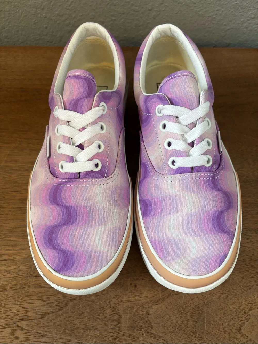 Vans Pink & Lavender Wave Pattern Platform Sneakers 7.5